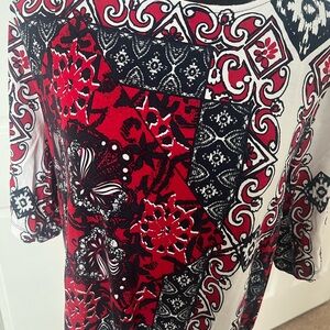 Christopher & Banks Red and Navy Paisley Top